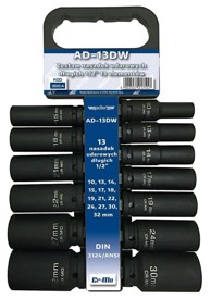ADLER Dugi udarni nastavci 13 kom. 1/2" 10-32 mm / vješalica
